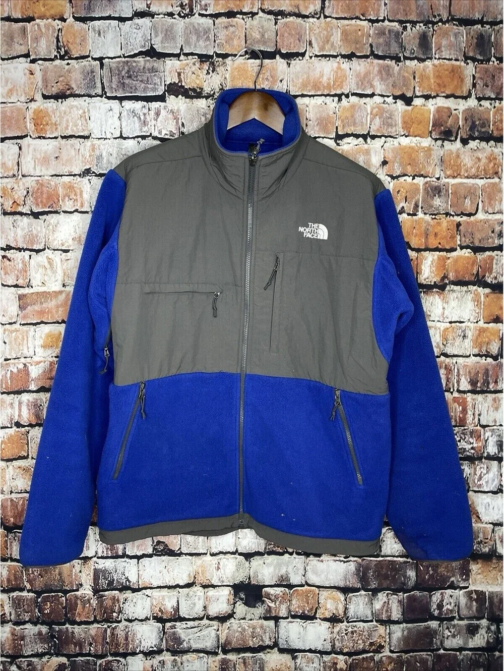 The North Face Polartec Denali Fleece Jacket Mens Large Full Zip Blue Gray AMYN